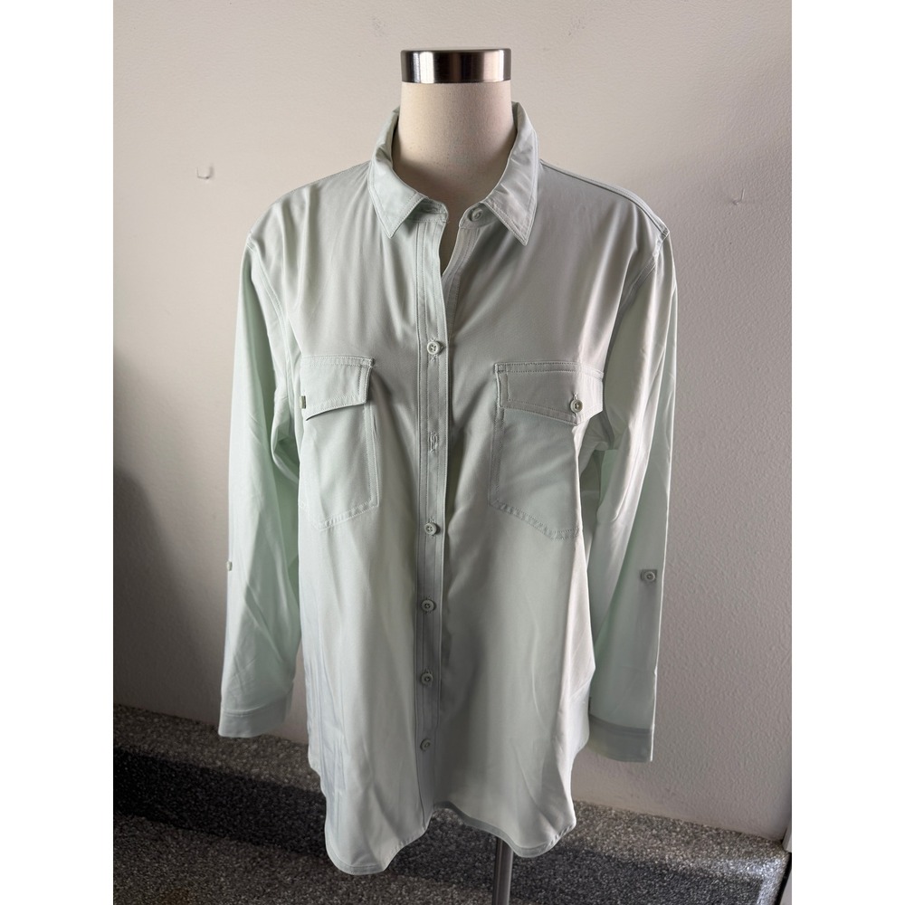 NEW Eddie Bauer Womens XL Departure Shirt Sage Green Stretch Wicking Outdoors